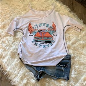 Rock N Roll Cold shoulder graphic T shirt